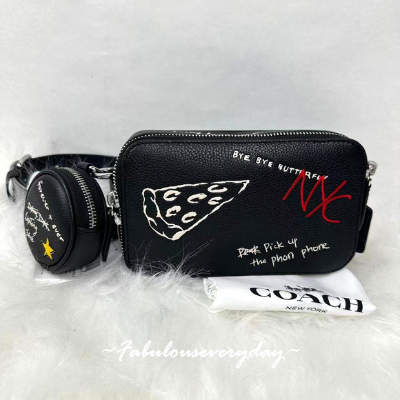 Coach Charter Slim Crossbody Bag With Sketch Print In Leather/Black CAM96 NWT - Picture 1 of 9